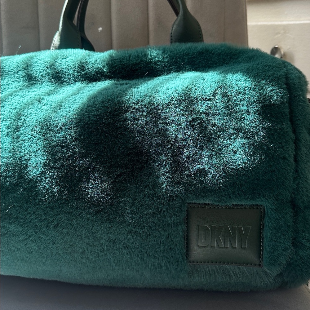 DKNY Teal Faux Fur Tote